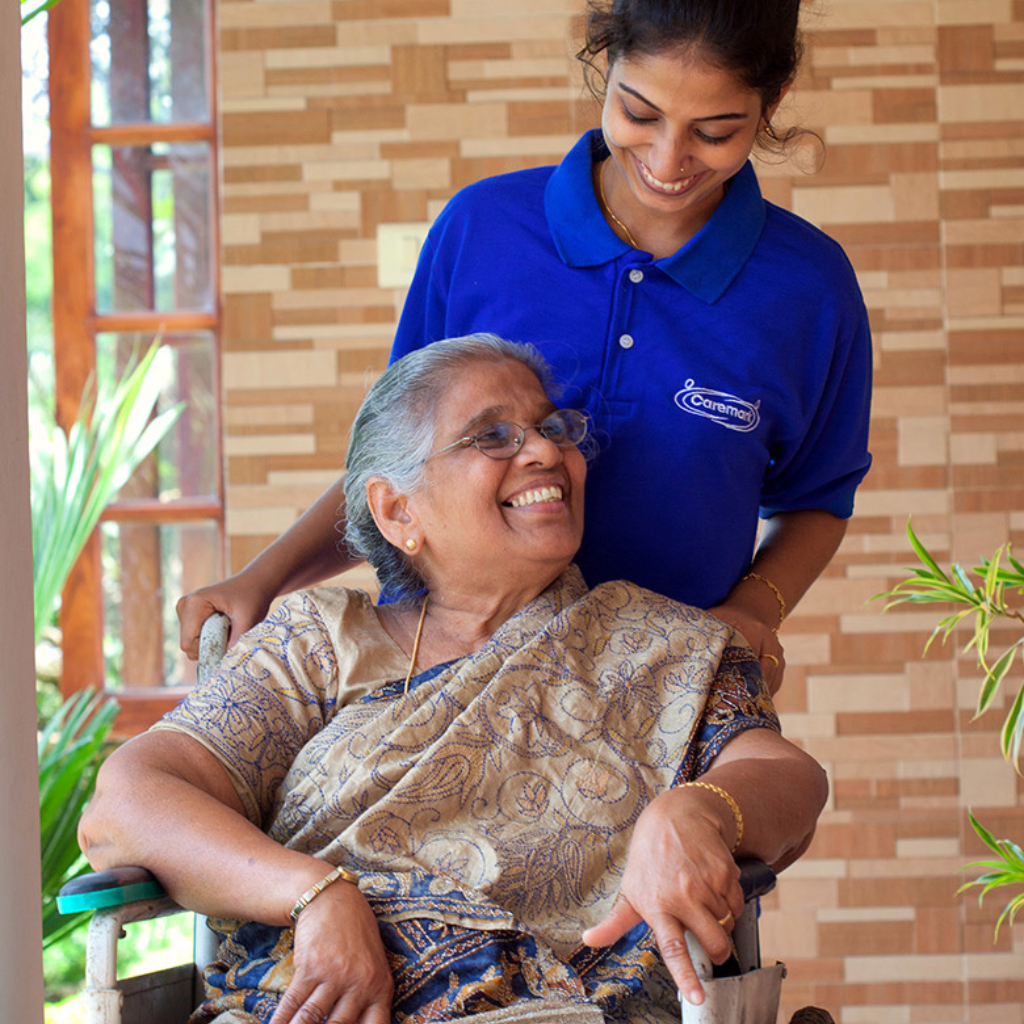 Caregiver helping senior